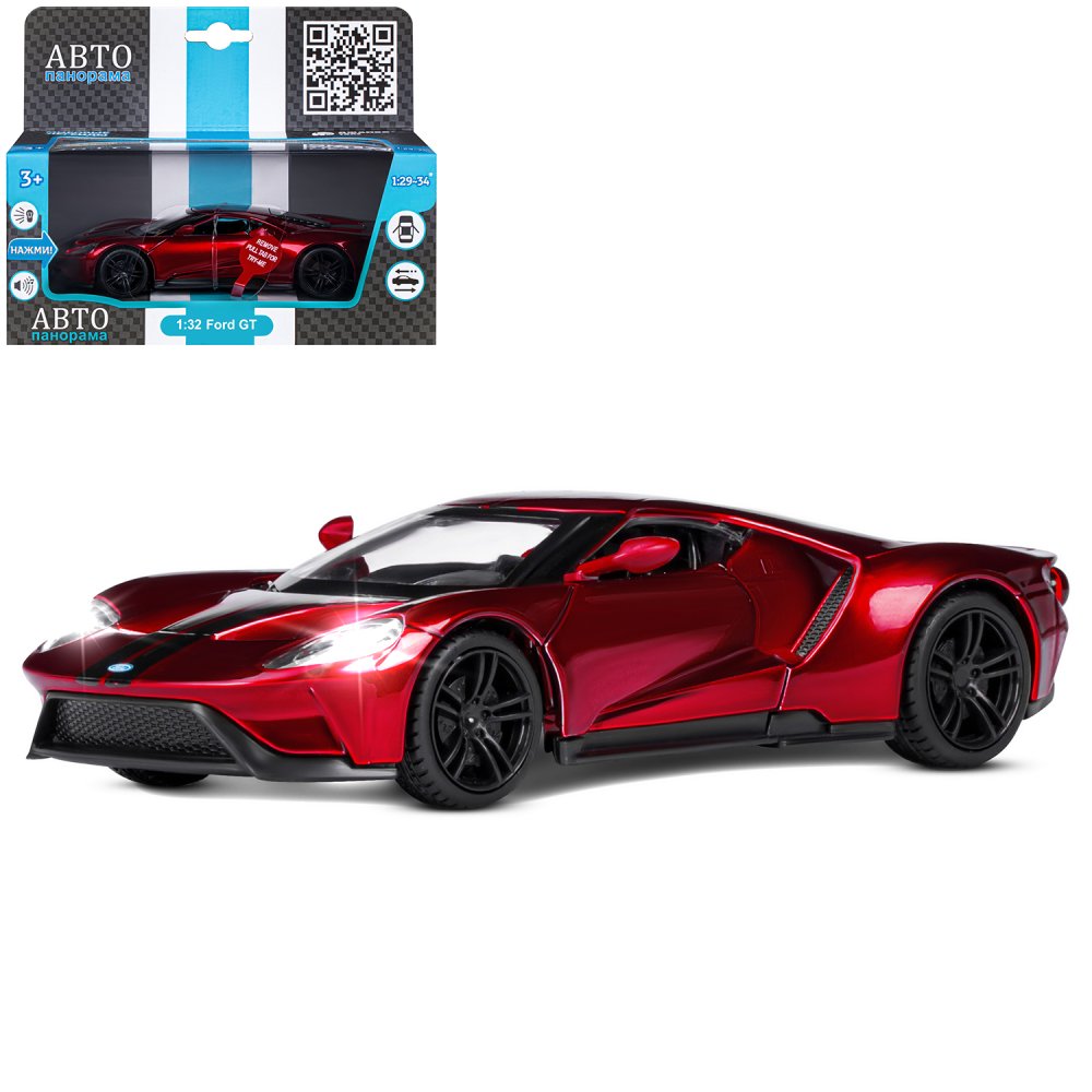 Машина JB1251332 металл Ford GT красный свет, звук 1:32 инерция ТМ Автопанорама - Елабуга 