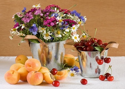 Холст по номерам ХК-5471 с красками Летние ягоды и цветочки 40х50см - Альметьевск 