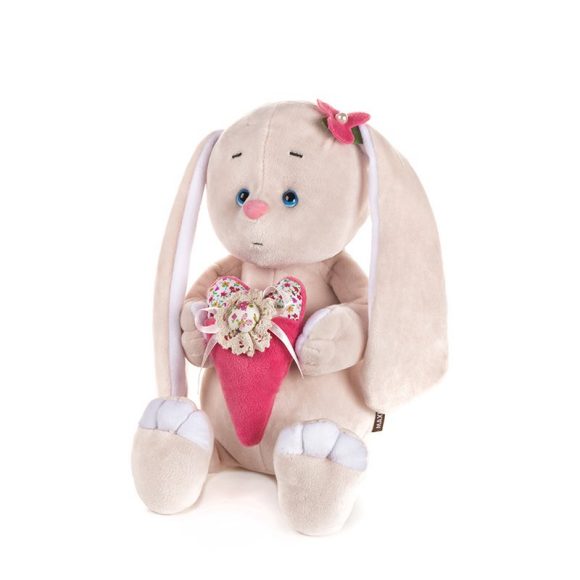 Мягкая игрушка  Романтичный зайчик с розовым сердечком 20см