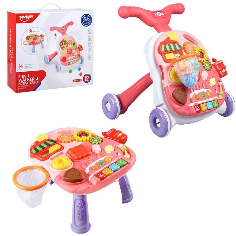 Каталка-ходунки JB0334039 Игровой центр со светом и звуком розовый - Тамбов 