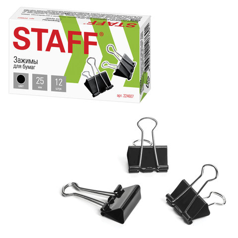 Зажимы для бумаг 224607 комплект 12шт 25мм Everyday STAFF - Елабуга 
