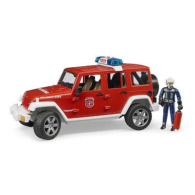 А/м 02-528 Внедорожник Jeep Wrangler Unlimited Rubikon Пожарная с фигуркой  BRUDER - Уральск 
