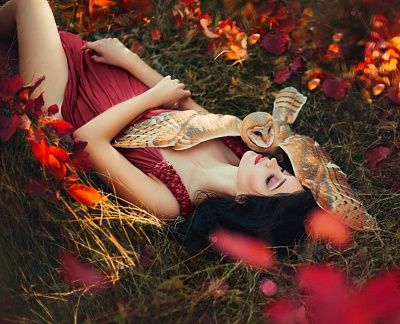Холст ХК-5848 с красками Девушка в осенней сказке 40*50см Рыжий кот - Нижнекамск 