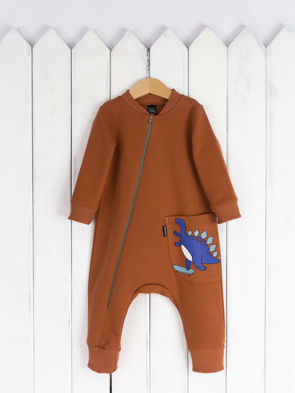 К304/4-Ф Комбинезон д/м р. 80 без капюшона динозаврик/коричневый Бэби бум - Бугульма 