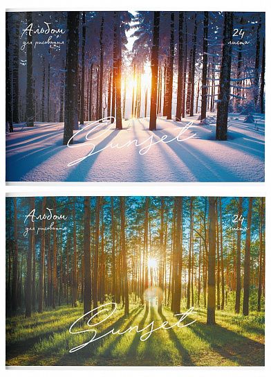 Альбом для рисования АЛ24-ЗВЛ Закат в лесу 24л А4 Schoolformat - Оренбург 