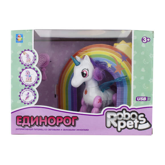 1TOY Т16802 Робот-Единорог бело-розовый со светом и звуком движение USB зарядка - Бугульма 