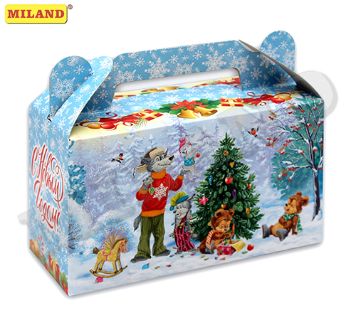 Коробка для конфет КК-1571 Сундучок Наряжаем елку (500гр) Миленд
