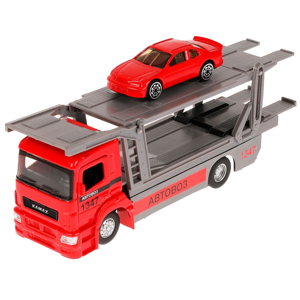 Машина KAMAZ Автовоз KAMTRANSP-20SL-RDGY металл 20см красный ТМ Технопарк - Йошкар-Ола 