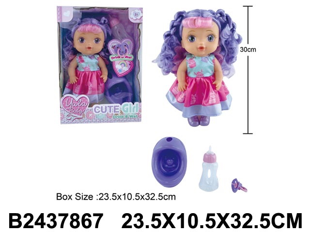 Кукла JB0211648 с цветными волосами 30см бутылочка, горшок, соска - Томск 