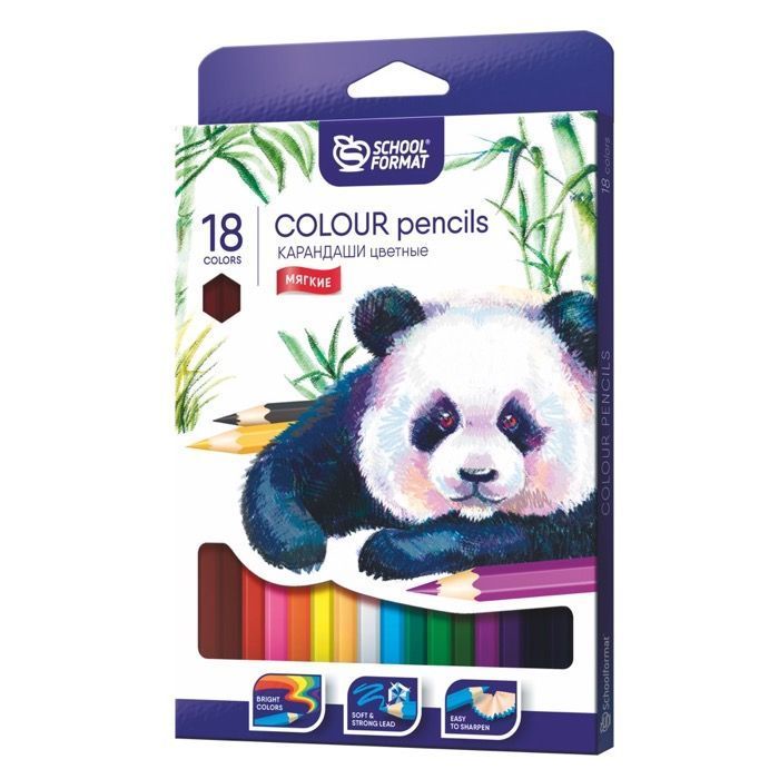 Карандаши цветные 18цв КЦ18-ТЖ шестигранные ANIMALS Schoolformat