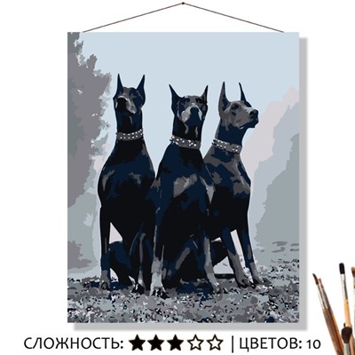 Картина Три добермана рисование по номерам 50*40см КН5040418
