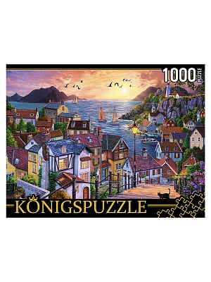 Пазл 1000 элементов Прибрежный город на закате ФК1000-3588 Konigspuzzle Рыжий кот
