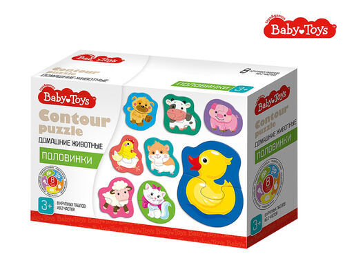 Контурный пазл 04120 Половинки Домашние животные Baby Toys ТМ Десятое королевство