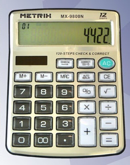 Калькулятор MX-9800 настольный 12- разрядный 18*14см METRIX