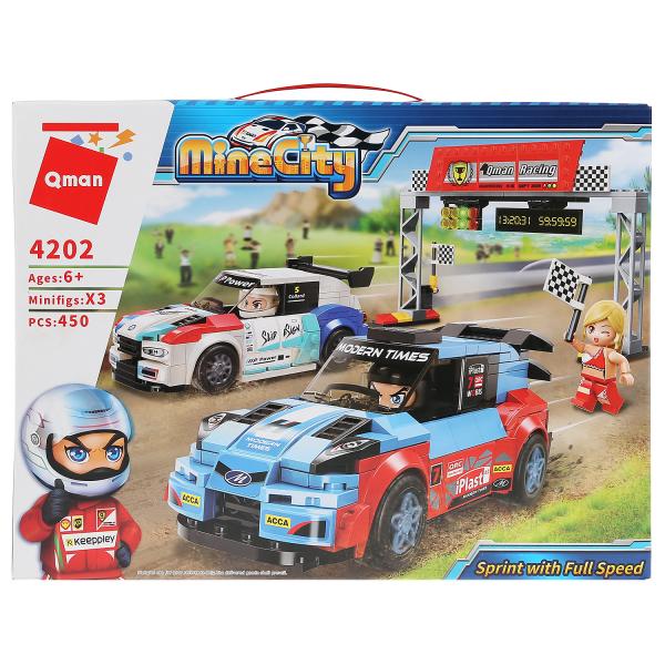 Конструктор 4202 Гоночные машины 2шт с фигурками 450д BRICK