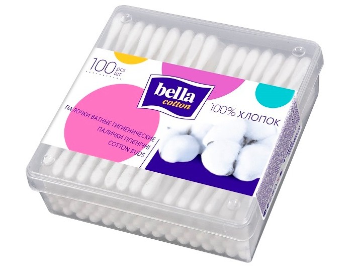 Ватные палочки "bella cotton" 100 шт квадратная упаковка вс-081-Р100-028