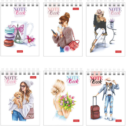 Блокнот 60л клетка 60Б7В1гр Happy time гребень Натбер