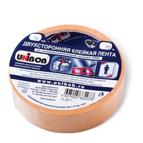 Двухсторонний скотч 38915 UNIBOB 25ммх10м
