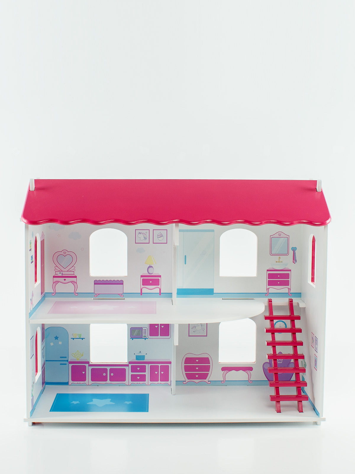 Дом для кукол "Карамель" ДКЛ002П с интерьером розовый дерево ТМ Коняша