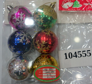 Набор 6 шаров 104555 6см в пакете 504385