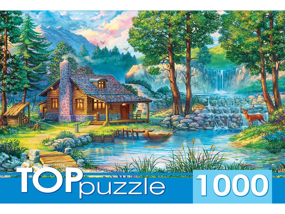 Пазл 1000эл Домик у лесного пруда ХТП1000-2166 TOPpuzle Рыжий кот