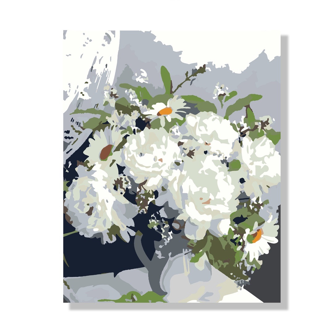 Картина Белоснежный букет рисование по номерам 50*40см КН5040756