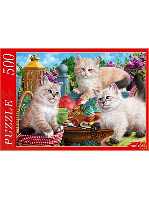 Пазл 500эл Пушистые котята в саду Ф500-2182 Рыжий Кот