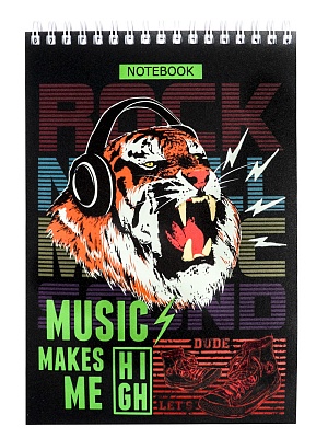 Блокнот Б80-1583 Музыкальный тигр 80л на гребне Проф-Пресс