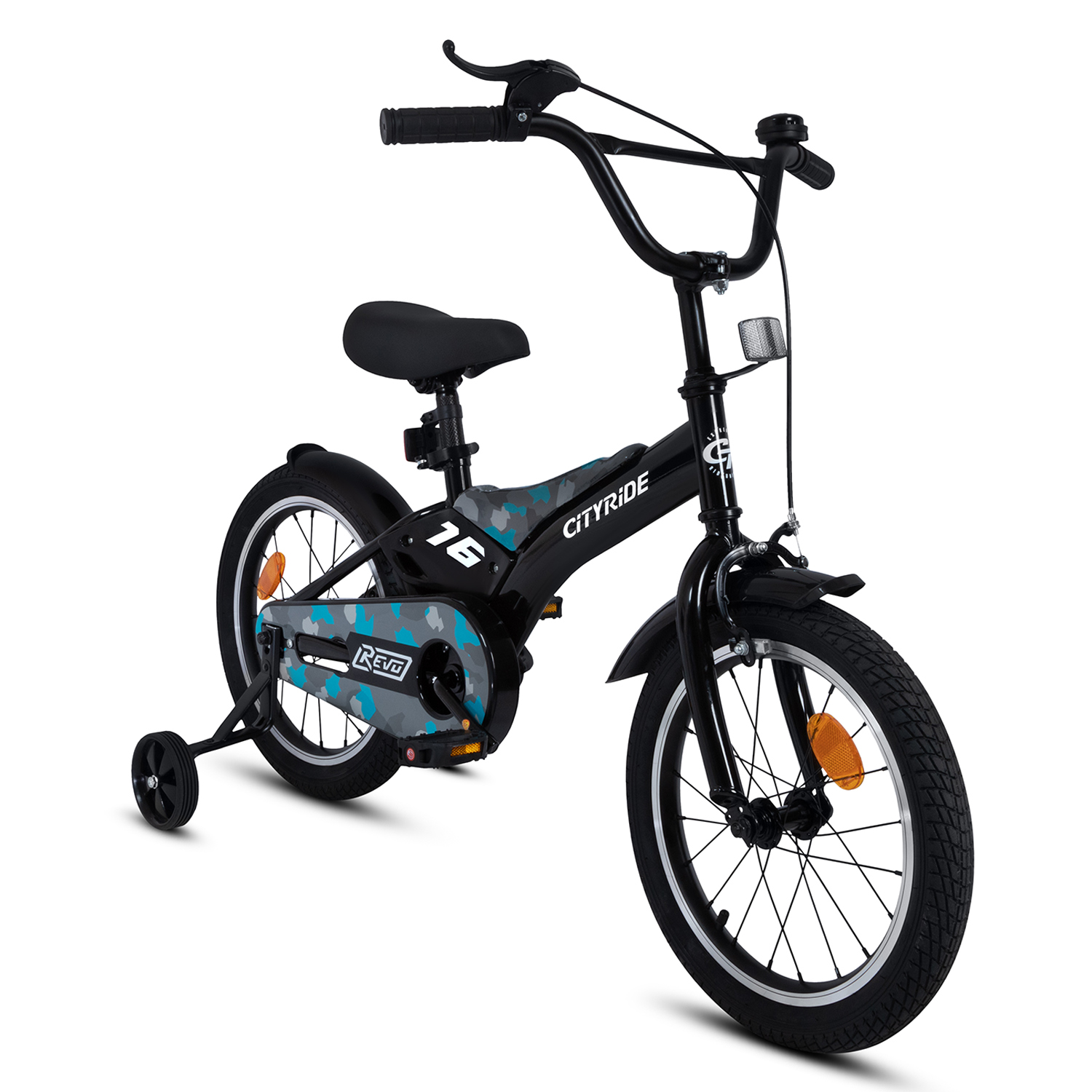 Велосипед 16 Cityride REVO CR-B2-0516TQ черный со страховочными колесами