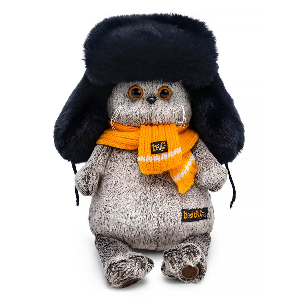 Мягкая игрушка Ks25-282 Басик в меховой шапке и шарфе ТМ Budibasa