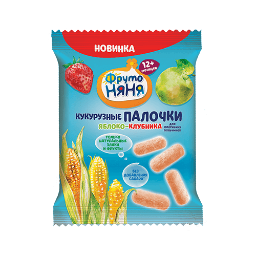 Фрутоняня Кукурузные палочки Р082000 Яблоко/Клубника 20гр