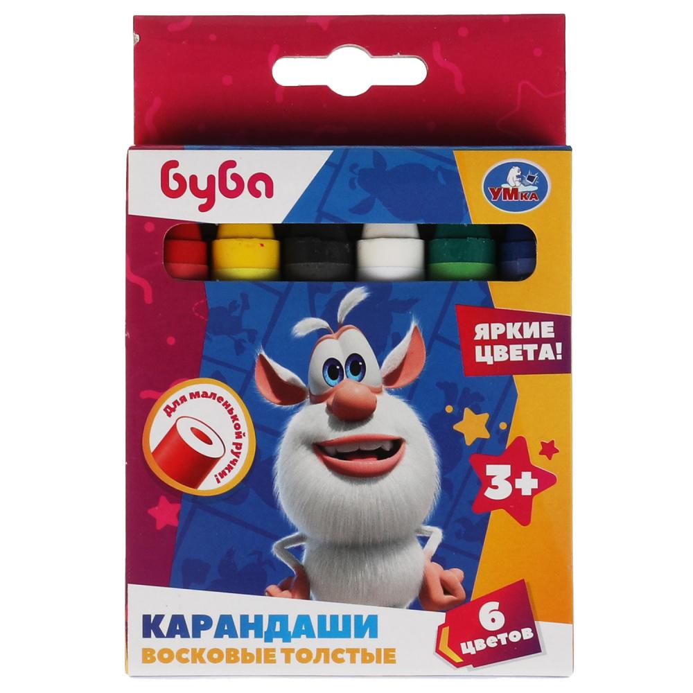 Карандаши восковые 6 цветов WCJ6-55326-BU Буба толстые ТМ Умка