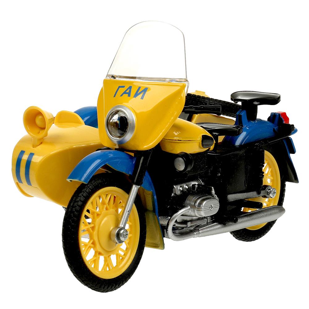 Мотоцикл SIDEMOTO-13SLPOL-YE Милиция с коляской металл 13см желтый ТМ Технопарк