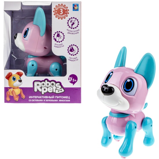 1TOY Робо-щенок Т21088 Чихуахуа розово-голубой на ИК управлении