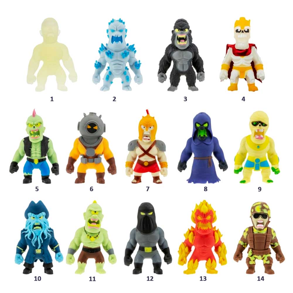 1TOY Т21916 Monster Flex Тянущиеся фигурки 15см 14 видов