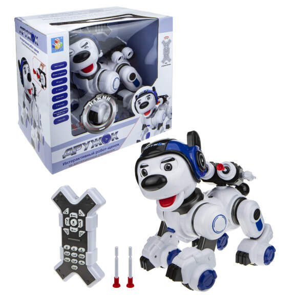 1TOY Т16453 Робот-щенок Дружок интерактивный песни, стихи, викторины