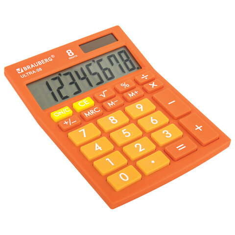 Калькулятор Ultra Pastel-08-RG оранжевый 8 разрядов Brauberg