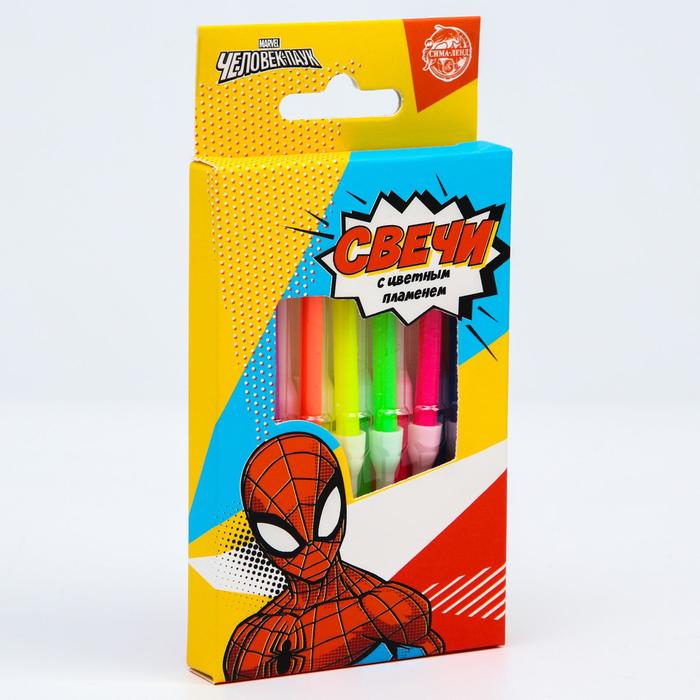 Набор свечей 5108389 с цветным пламенем для торта Человек-паук