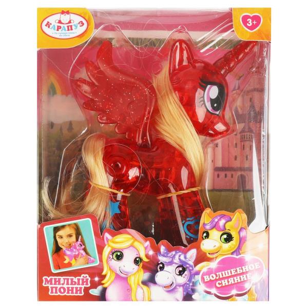 Единорог PONY2024718-PINK-RU (432) пластиковый 10см розовый светится ТМ Карапуз 380687
