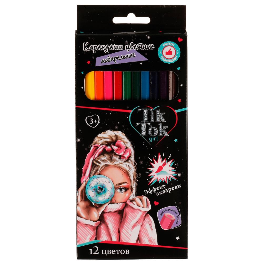 Цветные карандаши 12цв CPА12-69237-ТТ акварельные Tik Tok Girl ТМ Умка