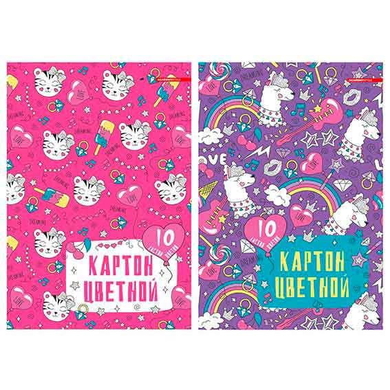 Картон цветной 10цв 10л (2мет) А4 11880/2-EAC Яркий паттерн