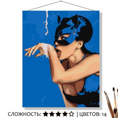 Картина Женщина-кошка по номерам на холсте 50*40см КН5040609