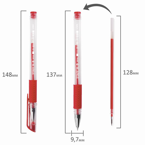 Ручка гелевая 141824 красная GP-193 с грипом Staff Everyday