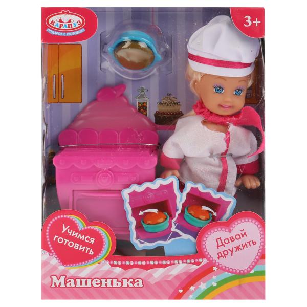 Кукла Машенька 12см MARY019X-RU кухонная плита,костюм повара с аксессуарами ТМ Карапуз 263707