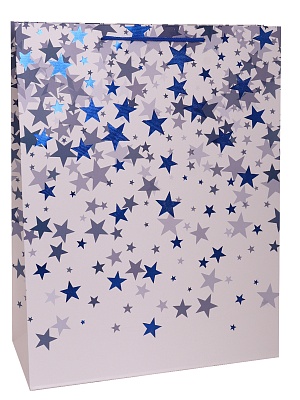 Пакет подарочный ПКП-2621 Звезды синие 31*42*12см (XL) Миленд