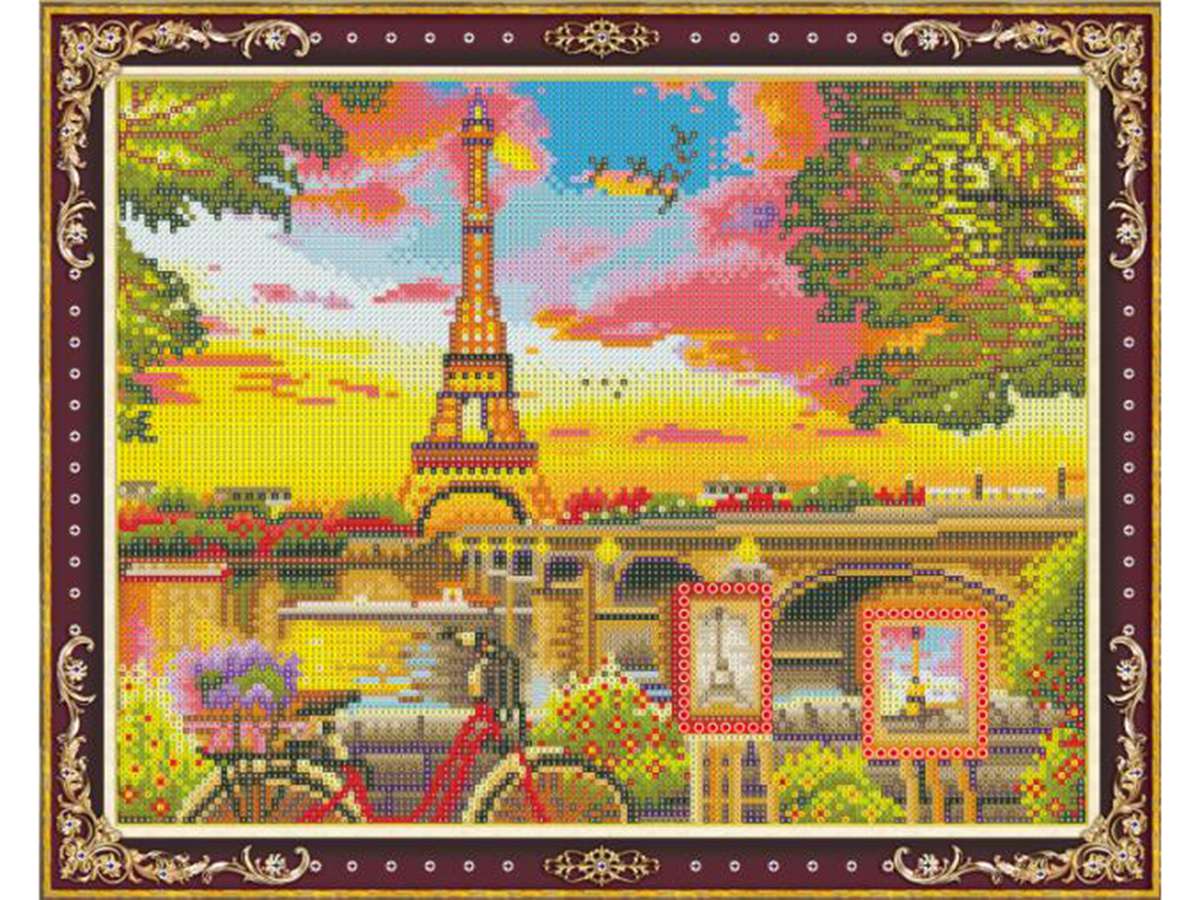 Алмазная мозаика WK007 Париж 40х50см 38цв Рыжий кот