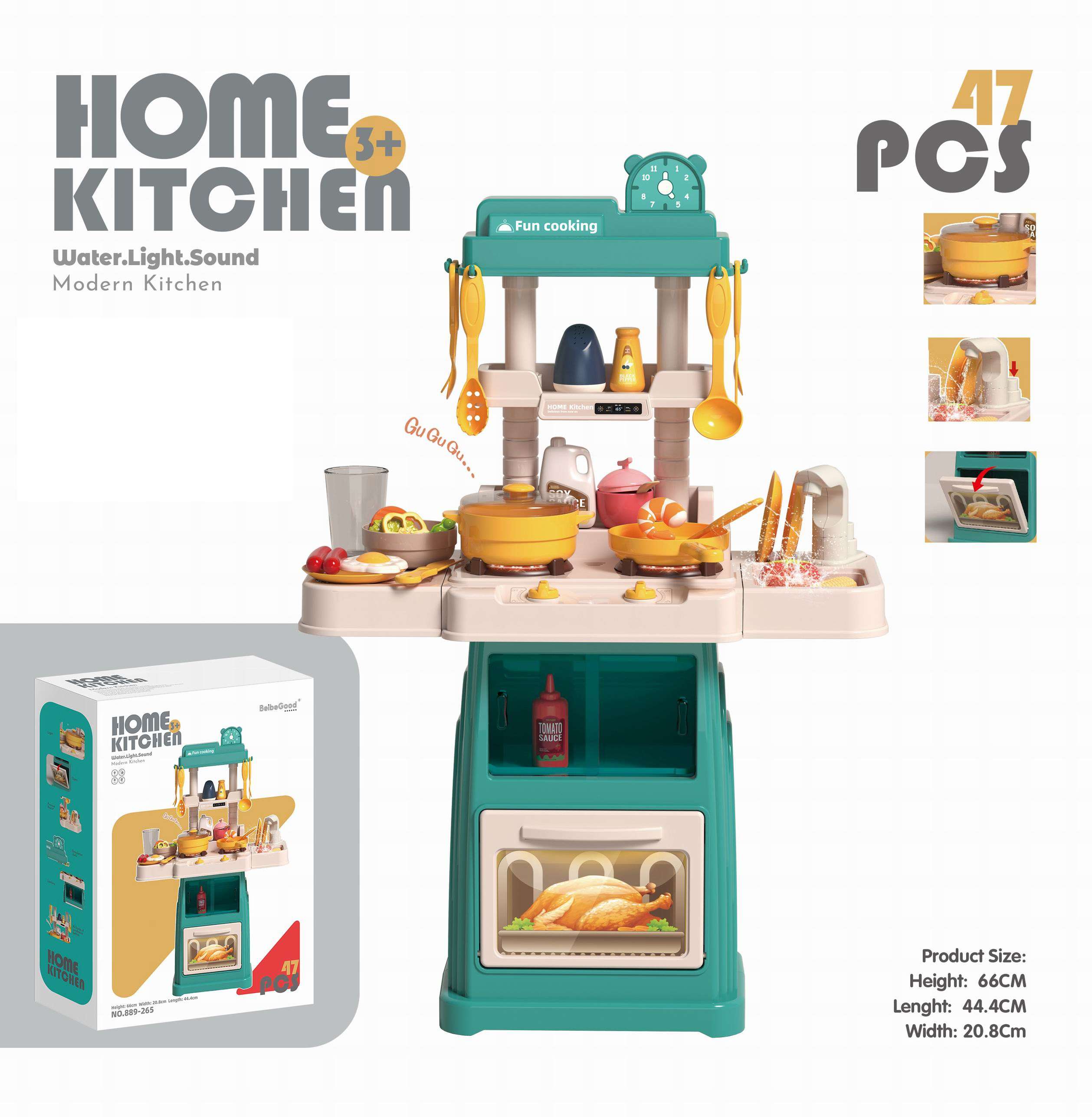 Игровой модуль 889-265 Кухня 47 предметов звук, свет, вода, пар