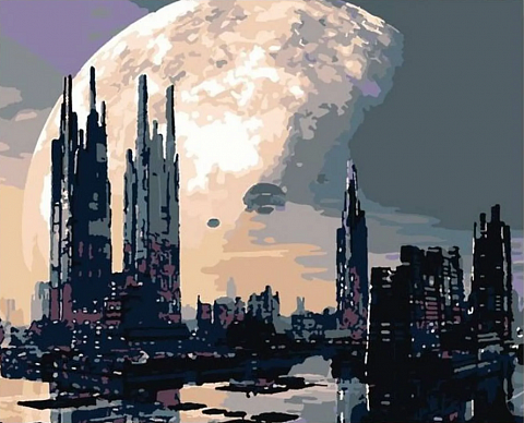 Картина Город будущего рисование по номерам 50*40см КН5040466